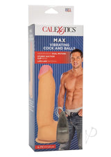 Max Vibrating Cock and Balls Dildo with Balls and Remote Control 6.75in - Vanilla