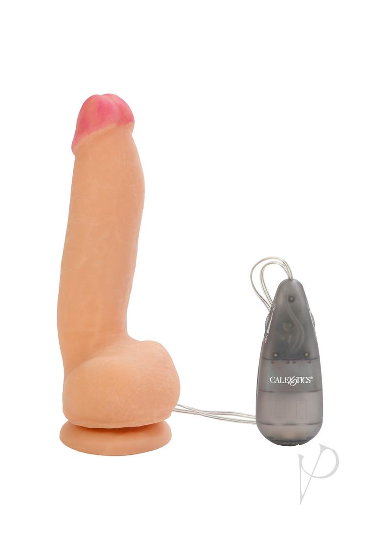 Max Vibrating Cock and Balls Dildo with Balls and Wired Remote Control 6.75in - Vanilla