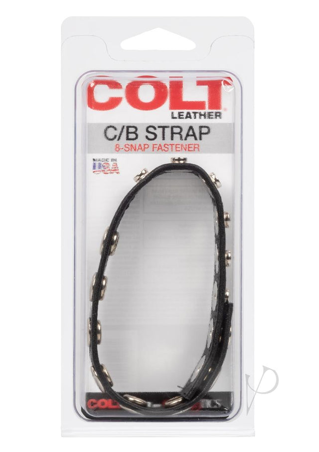 COLT Leather C/B Strap Adjustable 8 Snap Cock Ring - Black