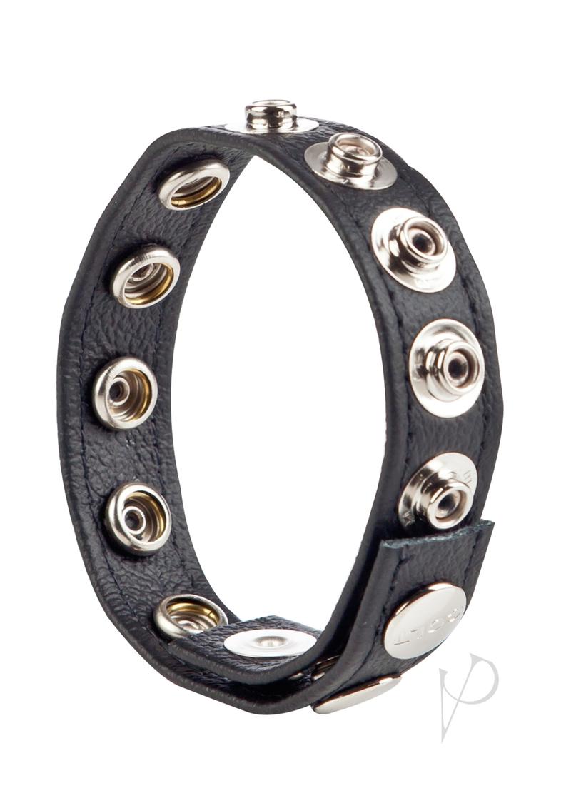 COLT Leather C/B Strap Adjustable 8 Snap Cock Ring - Black