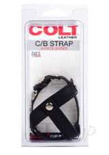 COLT Leather C/B Strap H-Piece Divider Cock Ring - Black