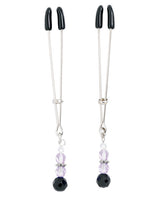 Spartacus Adjustable Tweezer Nipple Clamps w/Purple Beads