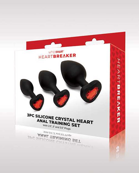 WhipSmart Heartbreaker 3 pc Crystal Heart Anal Training Set - Black/Red