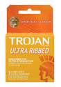 Trojan Condom Stimulations Ultra Ribbed Lubricated 3 Pack