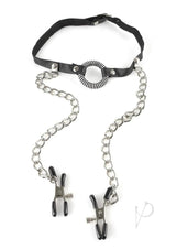 Fetish Fantasy O-Ring Gag with Nipple Clamps - Black