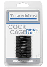 TitanMen Ribbed Stretch-To-Fit Cock Cage - Black