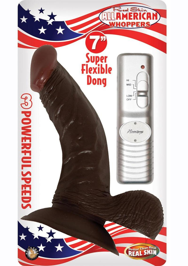 All American Whoppers Vibrating Dildo with Balls 7in - Chocolate