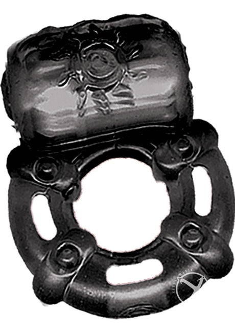 The MachO Stallions Pulsating Erection Keeper Silicone Vibrating Cock Ring - Black