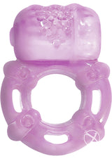 Super Stud Orgasmic Vibrating Silicone Cock Ring Waterproof - Purple