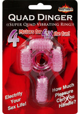 Humm Dinger Super Quad Vibrating Cock Ring - Magenta