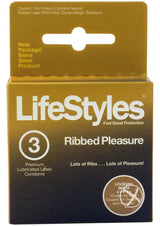 Lifestyles Condom Ribbed Pleasure Lubricated 3 Pack