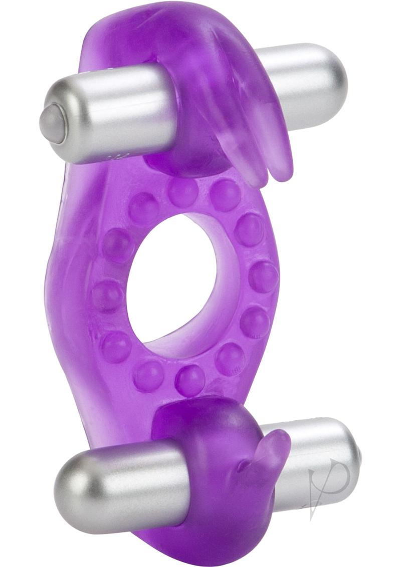 Rocking Rabbit Vibrating Cock Ring with Clitoral Stimulation - Purple