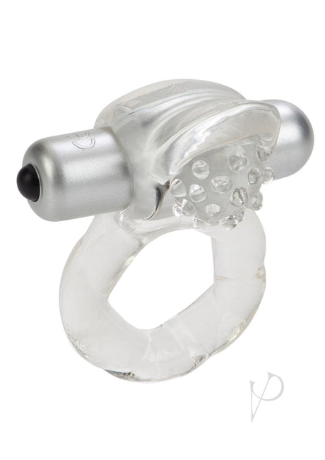 Nubby Lover`s Delight Vibrating Cock Ring Cock Ring with Clitoral Stimulation - Clear