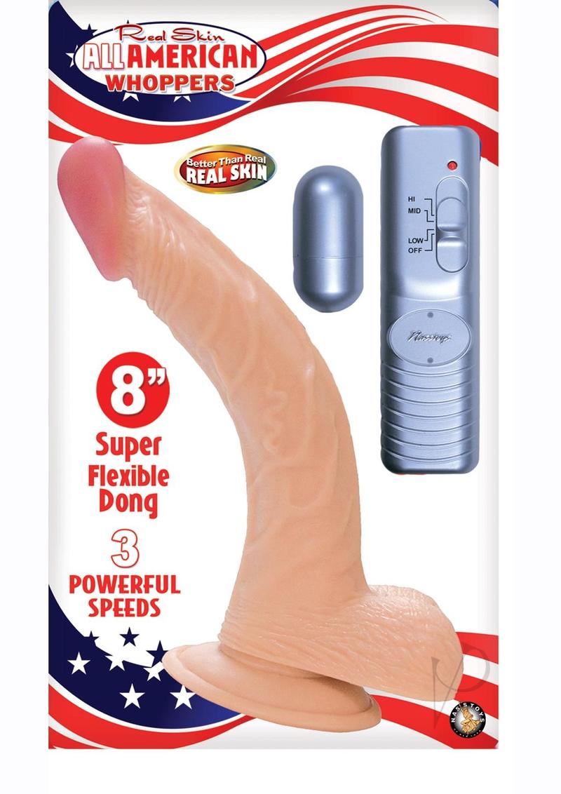 Real Skin All American Whoppers Vibrating Dildo with Balls 8in - Vanilla