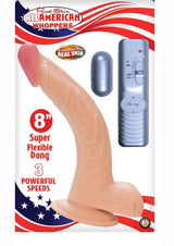 Real Skin All American Whoppers Vibrating Dildo with Balls 8in - Vanilla