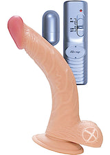 All American Whoppers Vibrating Dildo with Balls and Bullet with Wired Remote Control 8in - Vanilla