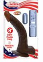 All American Whoppers Vibrating Dildo with Balls and Bullet 8in - Chocolate