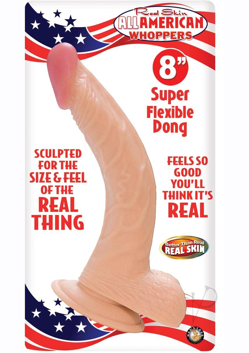 Real Skin All American Whoppers Dildo with Balls 8in - Vanilla