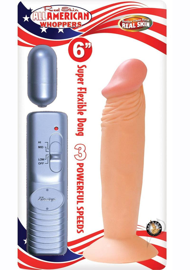 Real Skin All American Whoppers Vibrating Dildo 6in - Vanilla