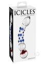 Icicles No. 18 Textured Glass Dildo 7.5in - Clear/Blue