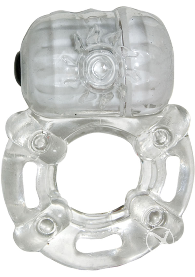 The MachO Crystal Collection Pulsating Erection Keeper Vibrating Cock Ring - Clear