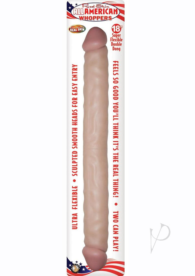 Real Skin All American Whoppers Double Dildo Dildo 18in - Vanilla