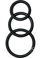 Super Silicone Cock Rings (3 Pack ) - Black