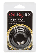 Silicone Support Rings Cock Rings (3 Piece Set) - Black