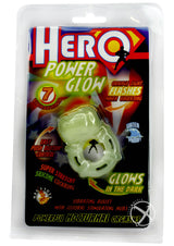 Hero Power Glow Glow In The Dark Vibrating Silicone Cock Ring - Glow Green