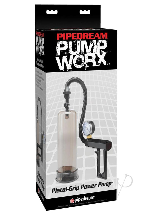 Pump Worx Pistol Grip Power Penis Pump - Clear and Black