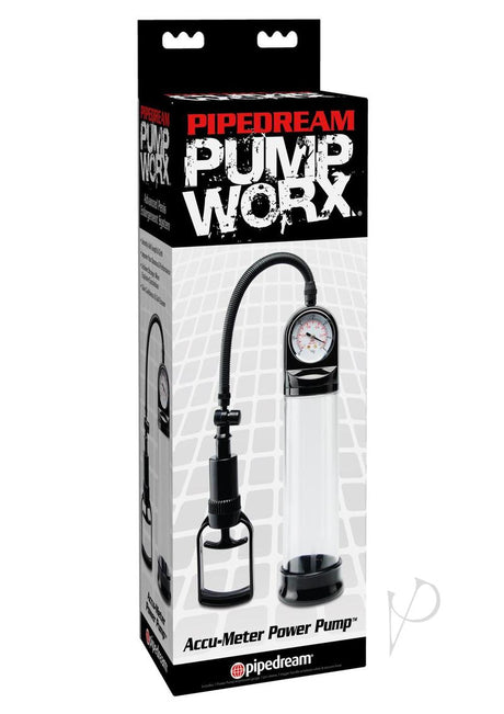 Pump Worx Accu-Meter Power Penis Pump - Clear and Black