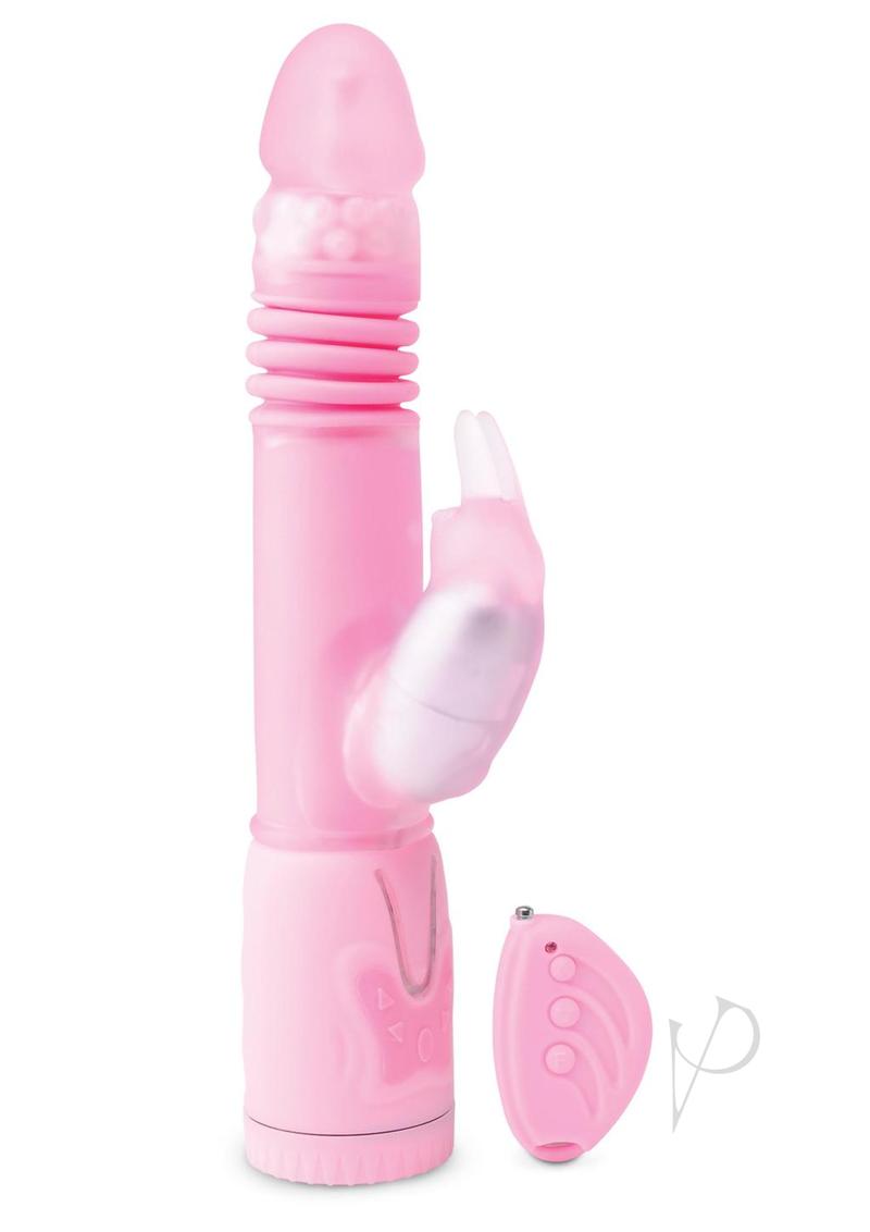 Thrusting Rabbit Pearl Vibrator with Remote Control - Pink