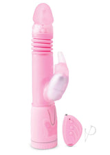 Thrusting Rabbit Pearl Vibrator with Remote Control - Pink