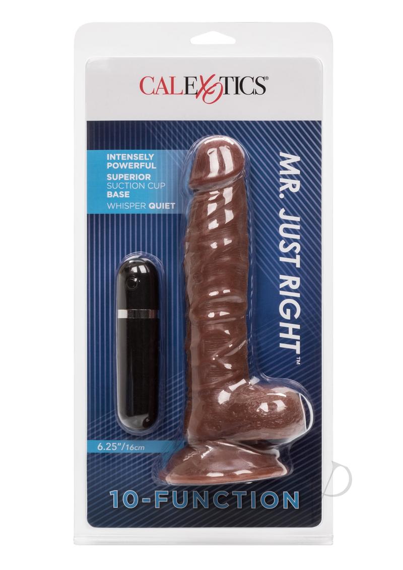 Mr Just Right Vibrating Dildo with Bullet 6.25in - Chocolate