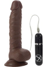 Mr Just Right Vibrating Dildo with Bullet 6.25in - Chocolate