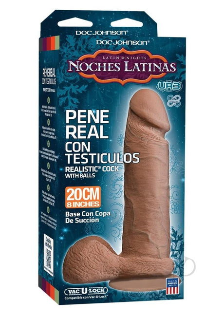 Noches Latina Pene Real Con Testiculos Dildo 8in - Caramel