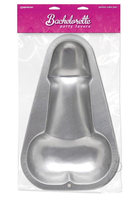 Bachelorette Party Favors Pecker Cake Pan 10in x 6in - Silver