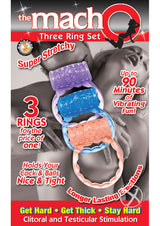 The MachO Three Ring Set Vibrating Cock Ring - Assorted Color