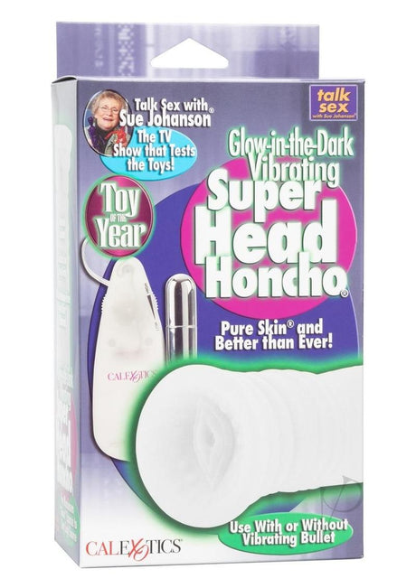 Sue Johanson Glow In The Dark Vibrating Super Head Honcho Masturbator - White