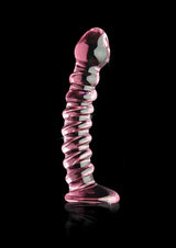 Icicles No 28 Textured Glass G-Spot Dildo 7in - Pink