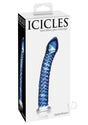 Icicles No. 29 Ribbed Glass G-Spot Dildo 7in - Blue