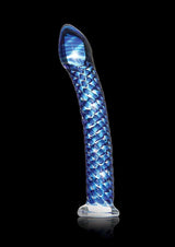 Icicles No. 29 Ribbed Glass G-Spot Dildo 7in - Blue