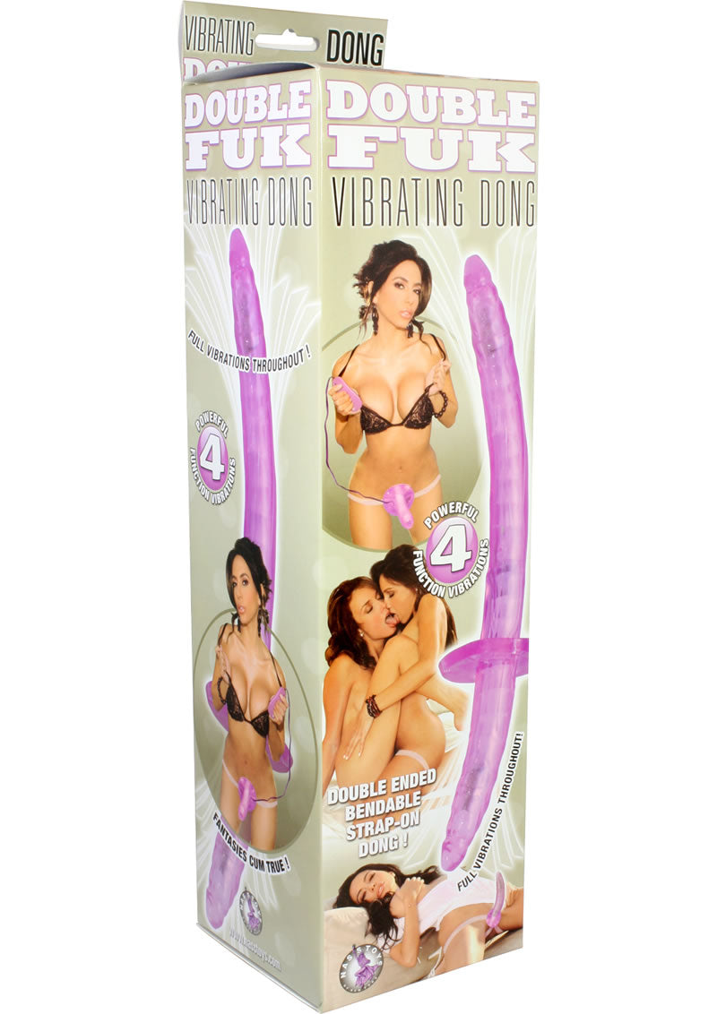 Double Fuk Vibrating Dildo Strap On - Purple