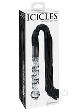 Icicles No. 38 Textured Glass Dildo with Flogger 26.5in - Clear/Black