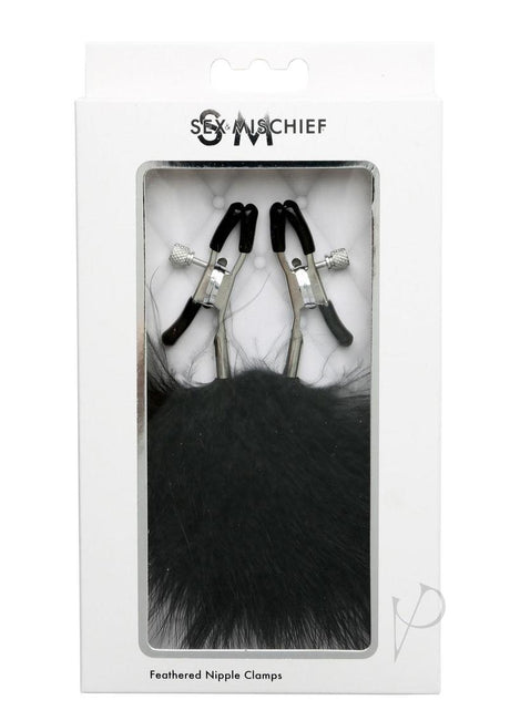 Sex and Mischief Feathered Nipple Clamps - Black