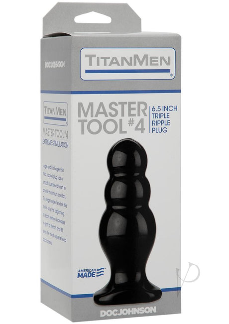 TitanMen Master Tool #4 Triple Ripple Anal Plug 6.5in - Black