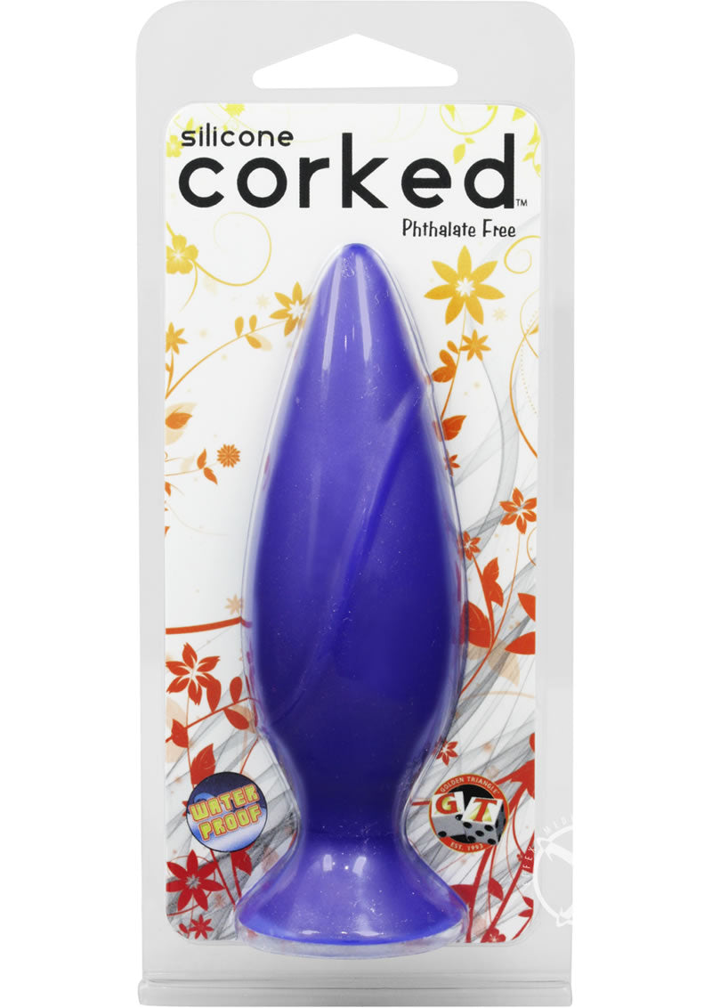 Corked Silicone Anal Plug - Small - Blue