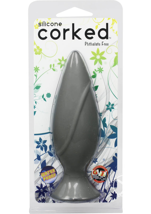 Corked Silicone Anal Plug - Medium - Charcoal