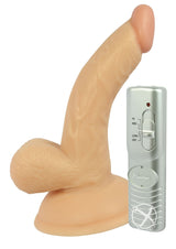 Real Skin All American Mini Whoppers Vibrating Dildo with Balls and Wired Remote Control 4in - Vanilla