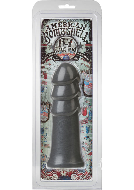 American Bombshell B-7 Warhead Dildo 7.1in - Gun Metal